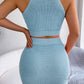 Heart Contrast Ribbed Sleeveless Knit Top and Skirt Set