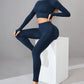 Mock Neck Long Sleeve Top and Pants Active Set