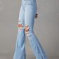 Distressed Bootcut Jeans with Pockets