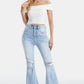 BAYEAS Full Size Distressed Raw Hem High Waist Flare Jeans