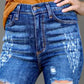 Raw Hem Distressed Bootcut Jeans