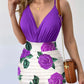 Surplice Spaghetti Strap Top and Printed Mini Skirt Set