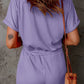 Full Size Drawstring V-Neck Short Sleeve Romper