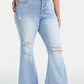 BAYEAS Full Size Distressed Raw Hem High Waist Flare Jeans