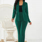 Lapel Collar Long Sleeve Blazer and Pants Set