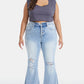 BAYEAS Full Size Distressed Raw Hem High Waist Flare Jeans