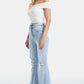 BAYEAS Full Size Distressed Raw Hem High Waist Flare Jeans