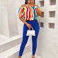 Multicolor Off Shoulder Top and Long Pants Set