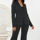 Lapel Collar Long Sleeve Blazer and Pants Set