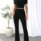 Round Neck Short Sleeve Top and Pants Set