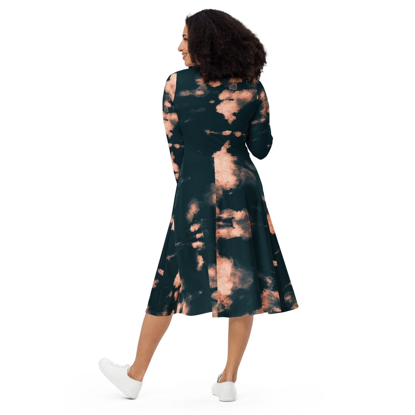 DESSINER bleached long sleeve midi dress