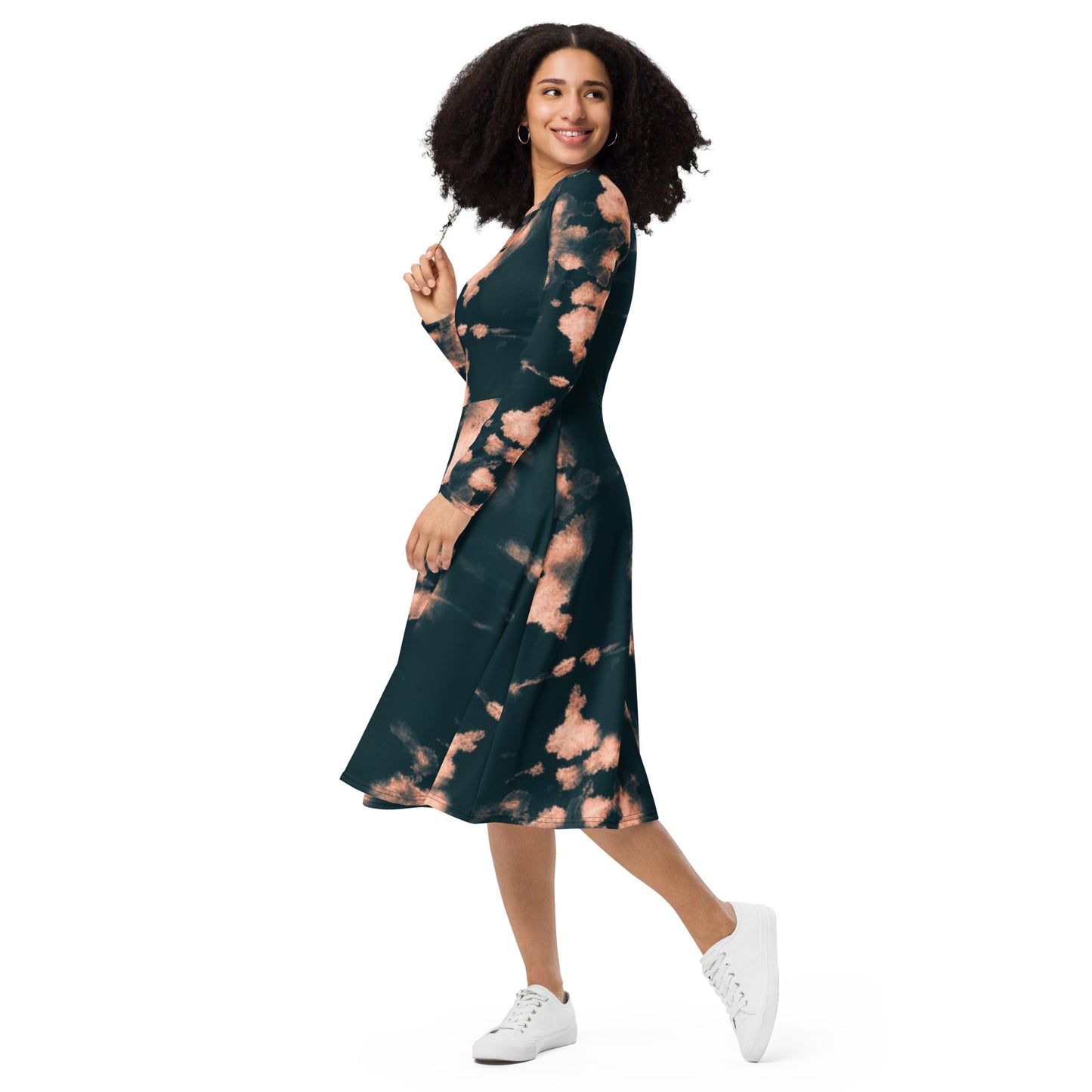 DESSINER bleached long sleeve midi dress