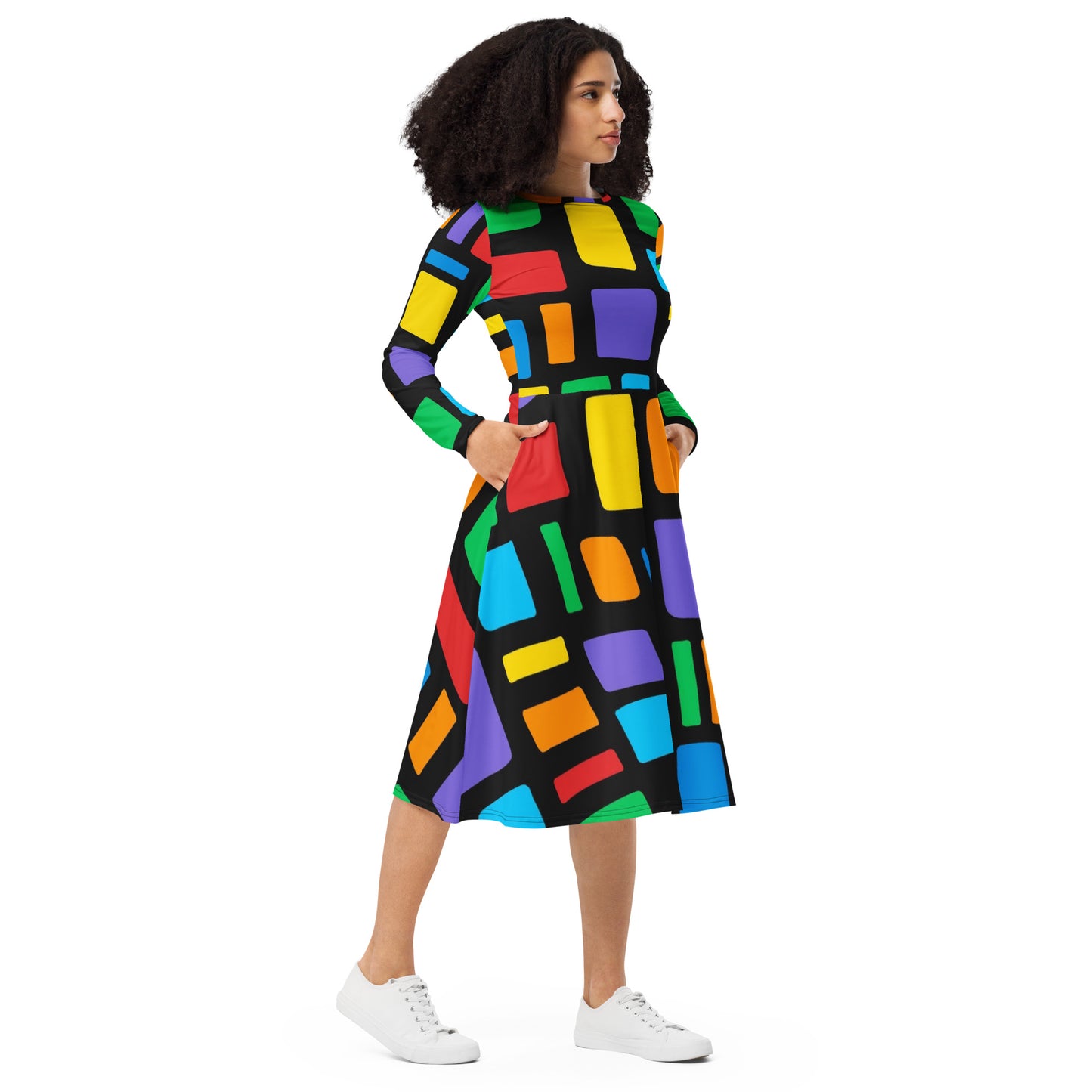 DESSINER block party long sleeve midi dress