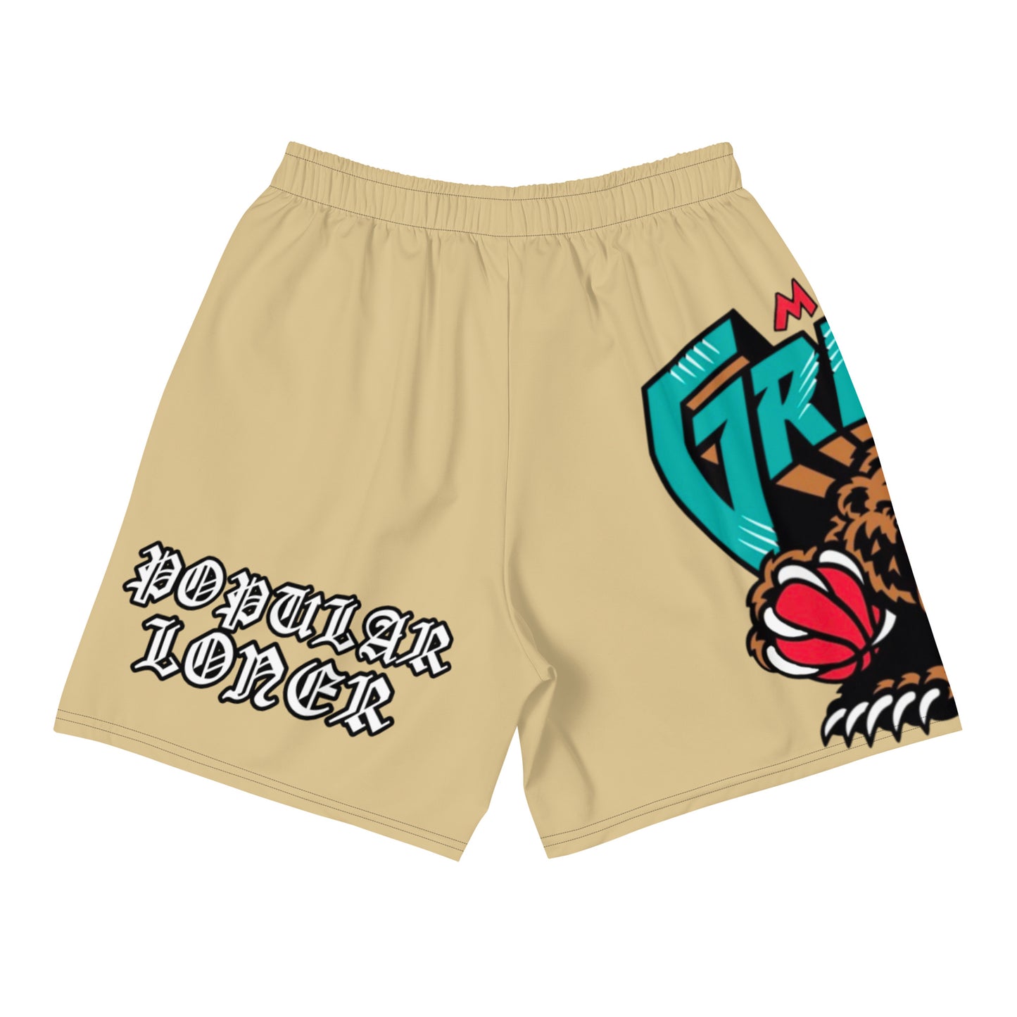 POPULAR LONER Grizzlies tan Men's Athletic Shorts