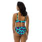 DESSINER turquoise leopard print black high-waisted bikini