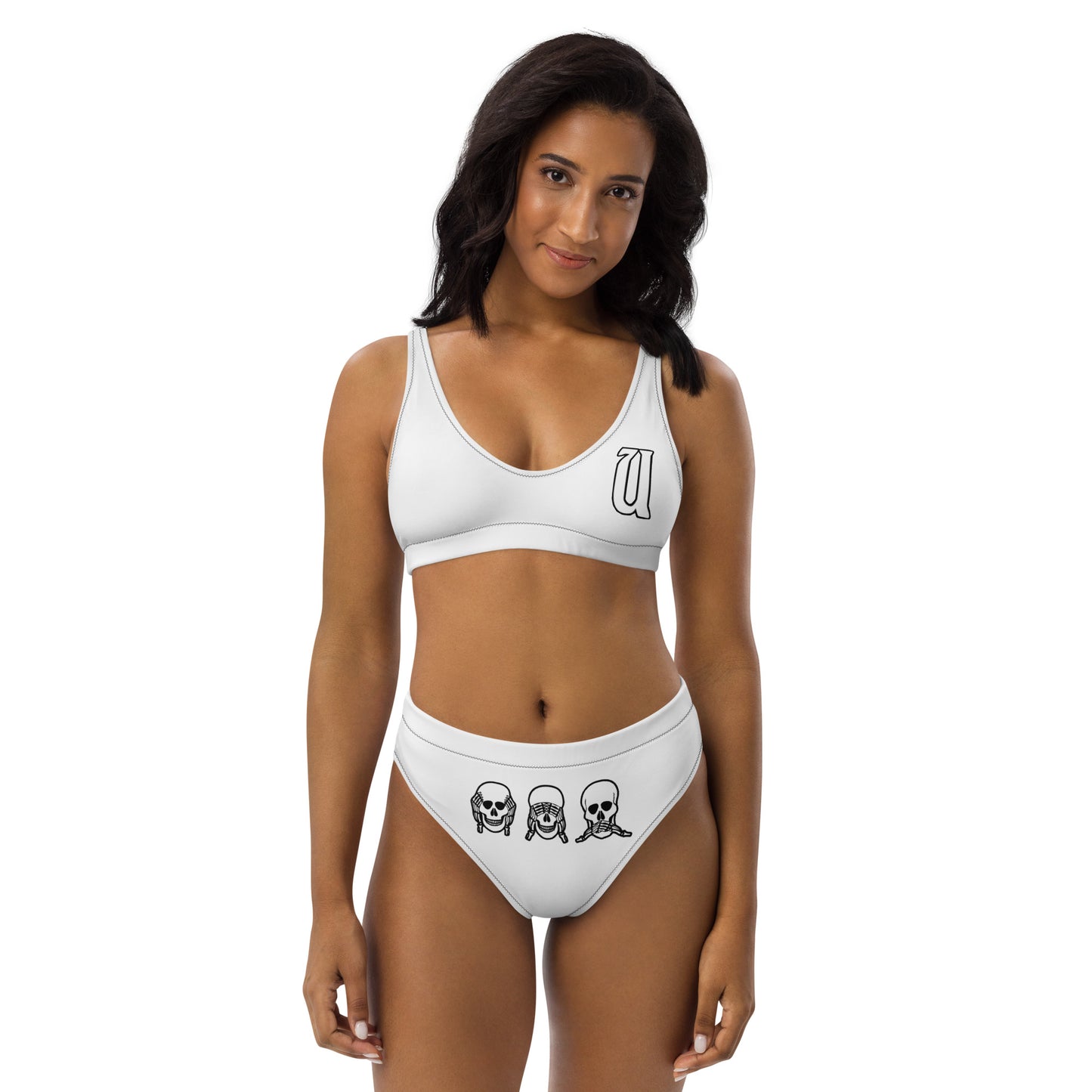 UNLIMITED hear no, See no, Speak no Evil white high-waisted bikini