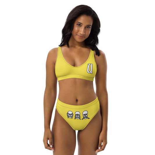 UNLIMITED hear no, See no, Speak no Evil Yellow high-waisted bikini