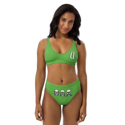 UNLIMITED hear no, See no, Speak no Evil Green high-waisted bikini