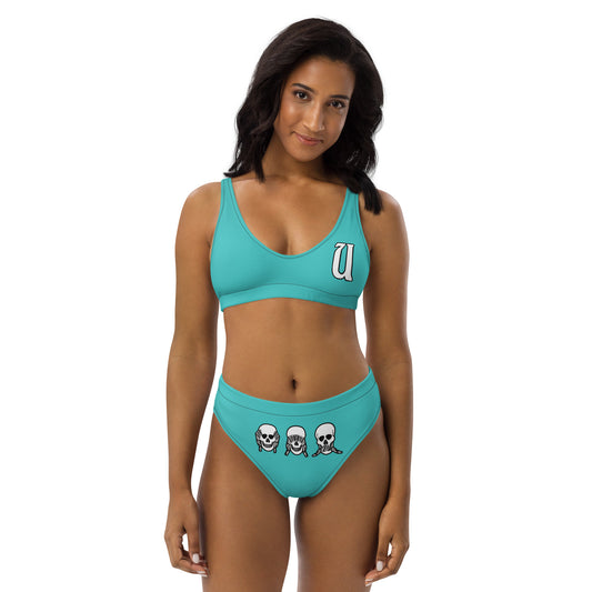 UNLIMITED hear no, See no, Speak no Evil Turquoise high-waisted bikini