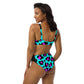 DESSINER turquoise leopard print black high-waisted bikini