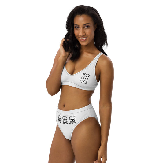 UNLIMITED hear no, See no, Speak no Evil white high-waisted bikini