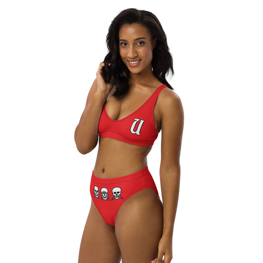 UNLIMITED hear no, See no, Speak no Evil Red high-waisted bikini