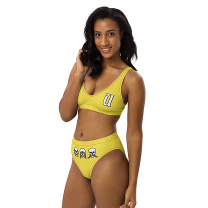 UNLIMITED hear no, See no, Speak no Evil Yellow high-waisted bikini