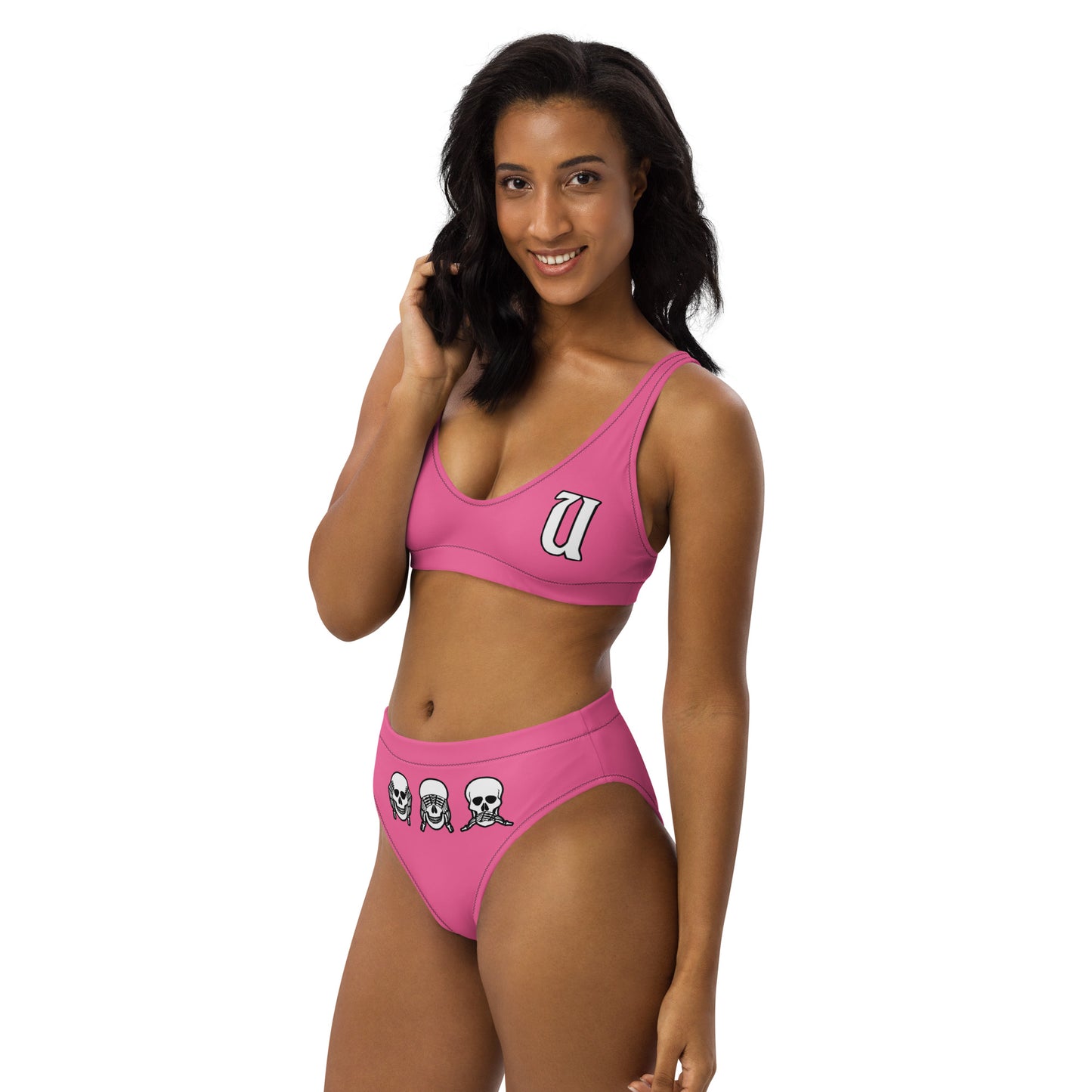 UNLIMITED hear no, See no, Speak no Evil Pink  high-waisted bikini