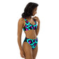 DESSINER turquoise leopard print black high-waisted bikini