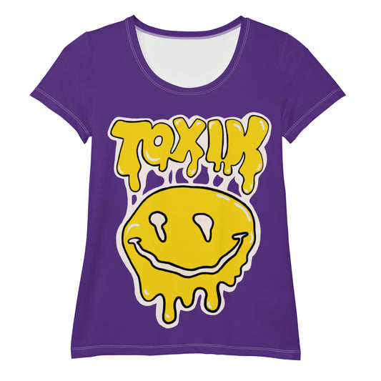 TOXIK purple n yellow Women's Athletic T-shirt