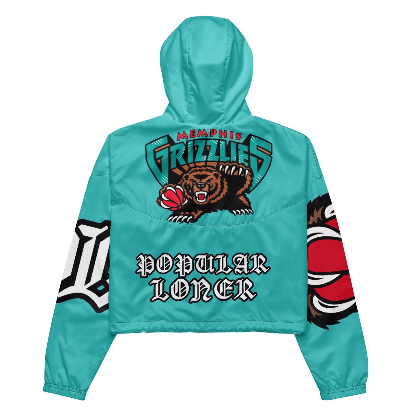 POPULAR LONER Grizzlies Turquoise Women’s cropped windbreaker