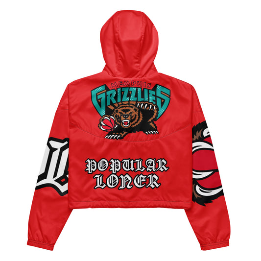 POPULAR LONER Grizzlies red Women’s cropped windbreaker