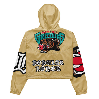 POPULAR LONER Grizzlies tan Women’s cropped windbreaker