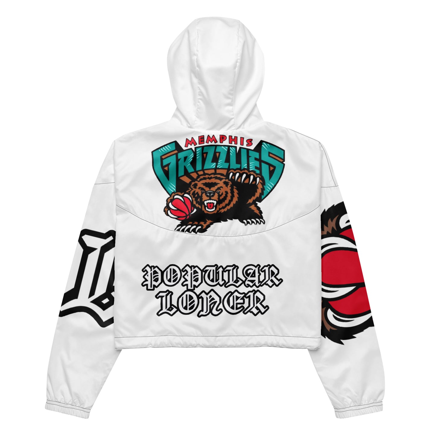 POPULAR LONER GRIZZLIES white Women’s cropped windbreaker