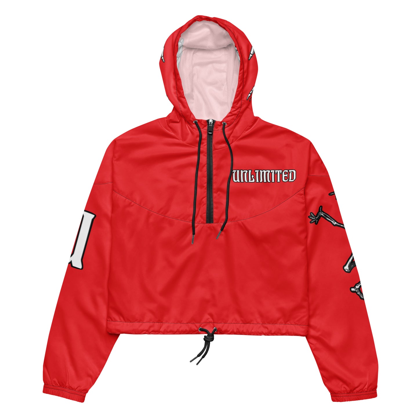 UNLIMITED skeleton hands red Women’s cropped windbreaker