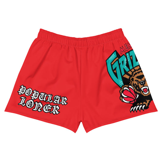 POPULAR LONER Grizzlies red Women’s Athletic Shorts