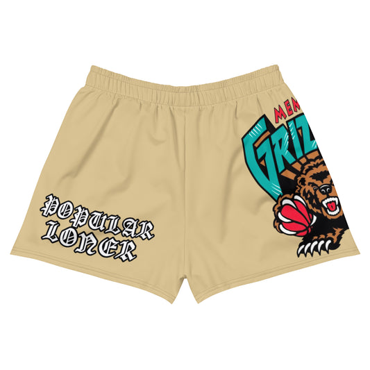 POPULAR LONER Grizzlies tan Women’ Athletic Shorts