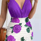 Surplice Spaghetti Strap Top and Printed Mini Skirt Set