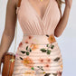 Surplice Spaghetti Strap Top and Printed Mini Skirt Set