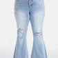 BAYEAS Full Size Distressed Raw Hem High Waist Flare Jeans