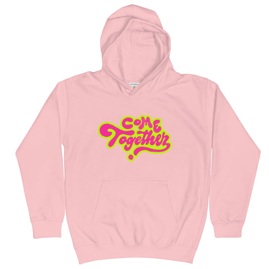 ONE LOVE Come Together ( lime n pink ) Kids Hoodie