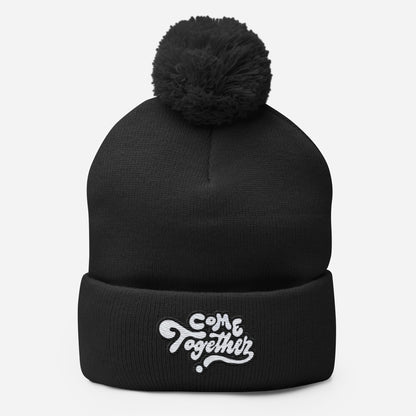 ONE LOVE Come Together ( black n white ) Pom-Pom Beanie