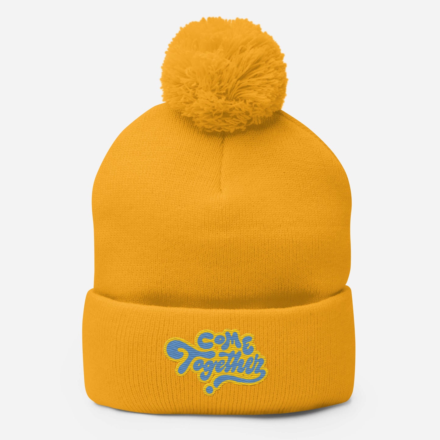 ONE LOVE Come Together ( yellow n blue ) Pom-Pom Beanie