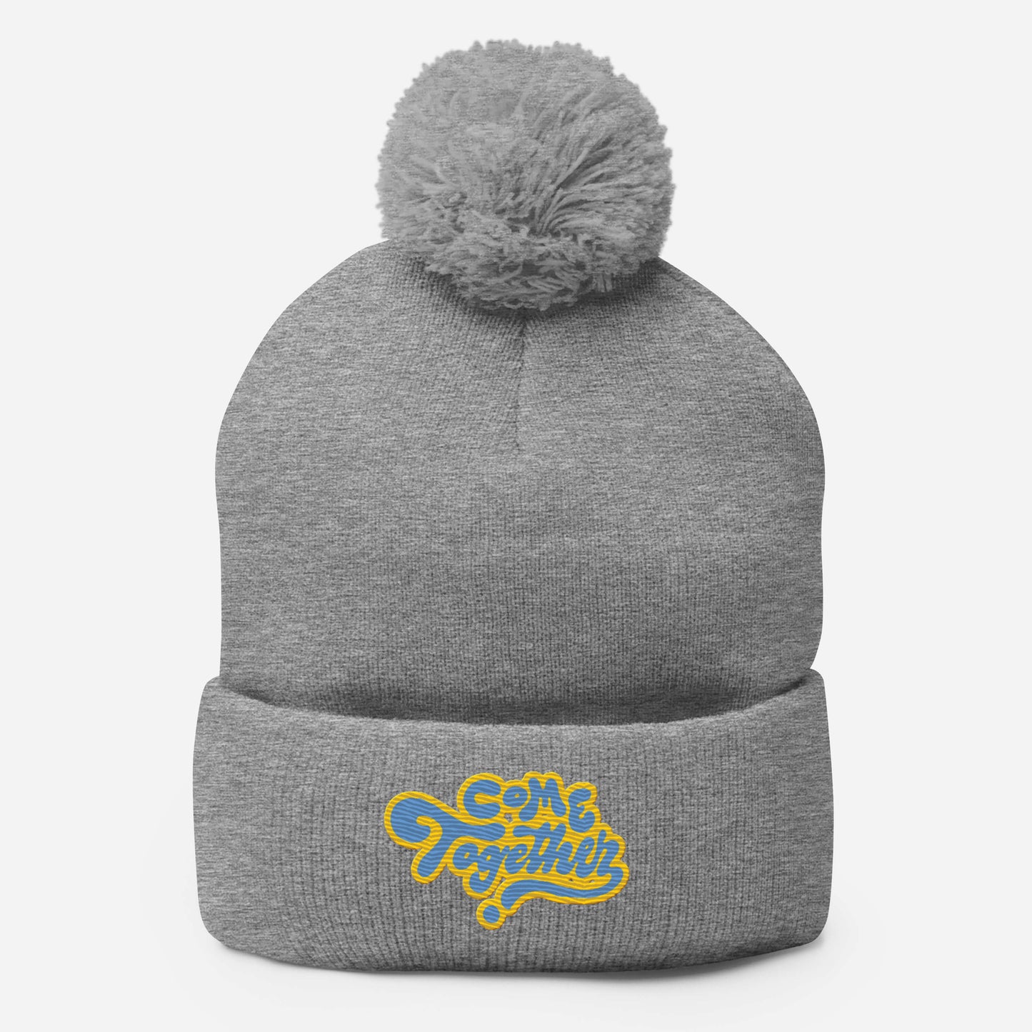 ONE LOVE Come Together ( yellow n blue ) Pom-Pom Beanie