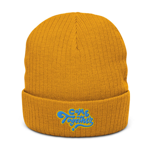 ONE LOVE Come Together ( yellow n blue ) Ribbed beanie