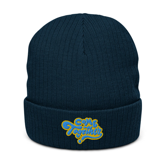 ONE LOVE Come Together ( yellow n blue ) Ribbed beanie