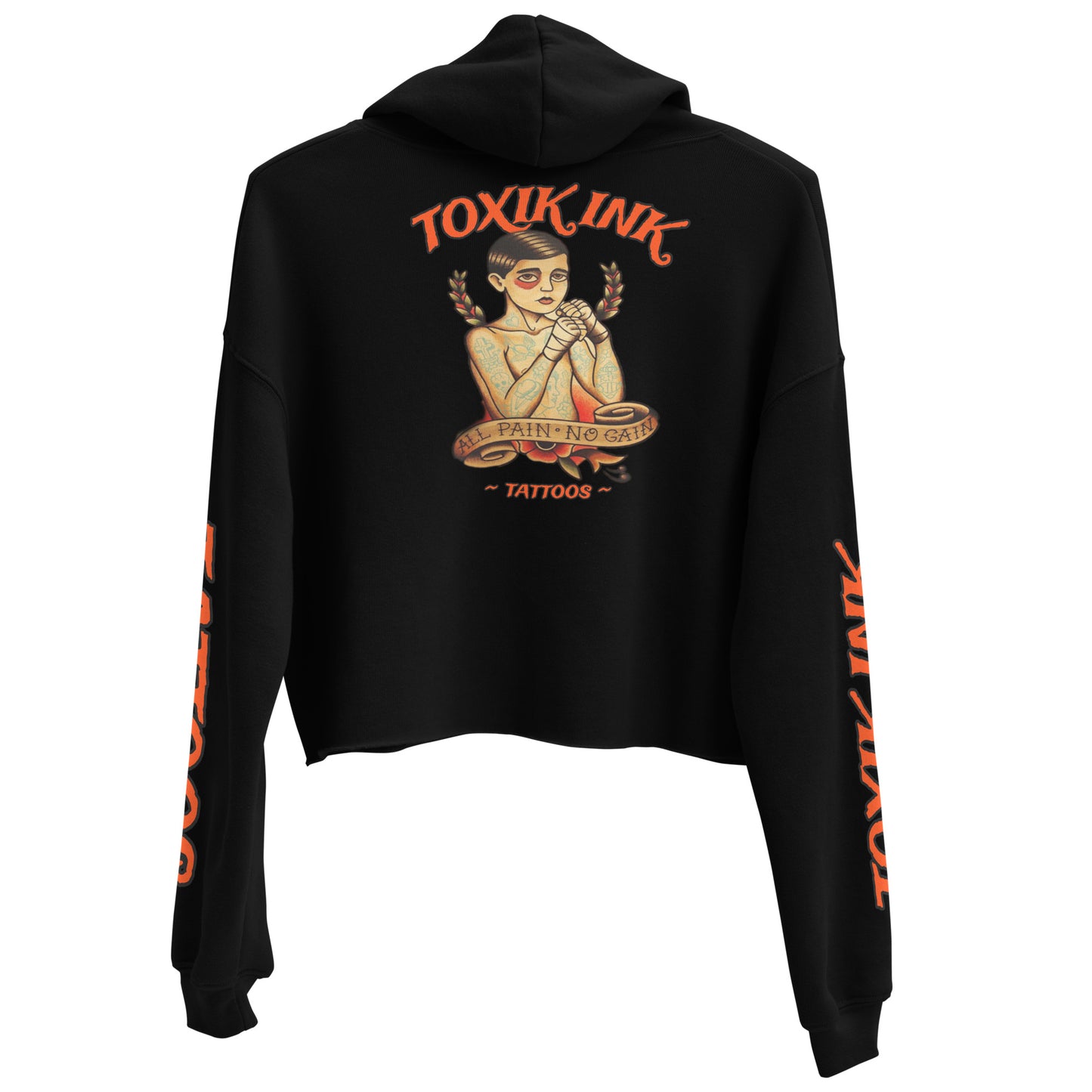 TOXIK INK ALL PAIN Crop Hoodie