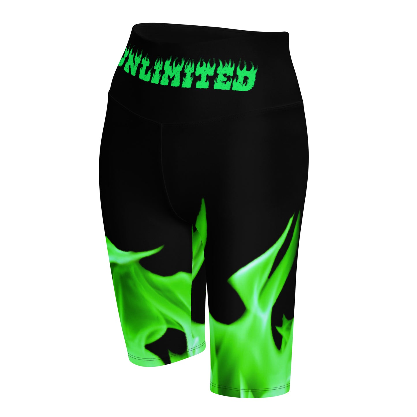 UNLIMITED green flame it’s lit Biker Shorts