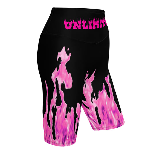 UNLIMITED pink flames it’s lit Biker Shorts