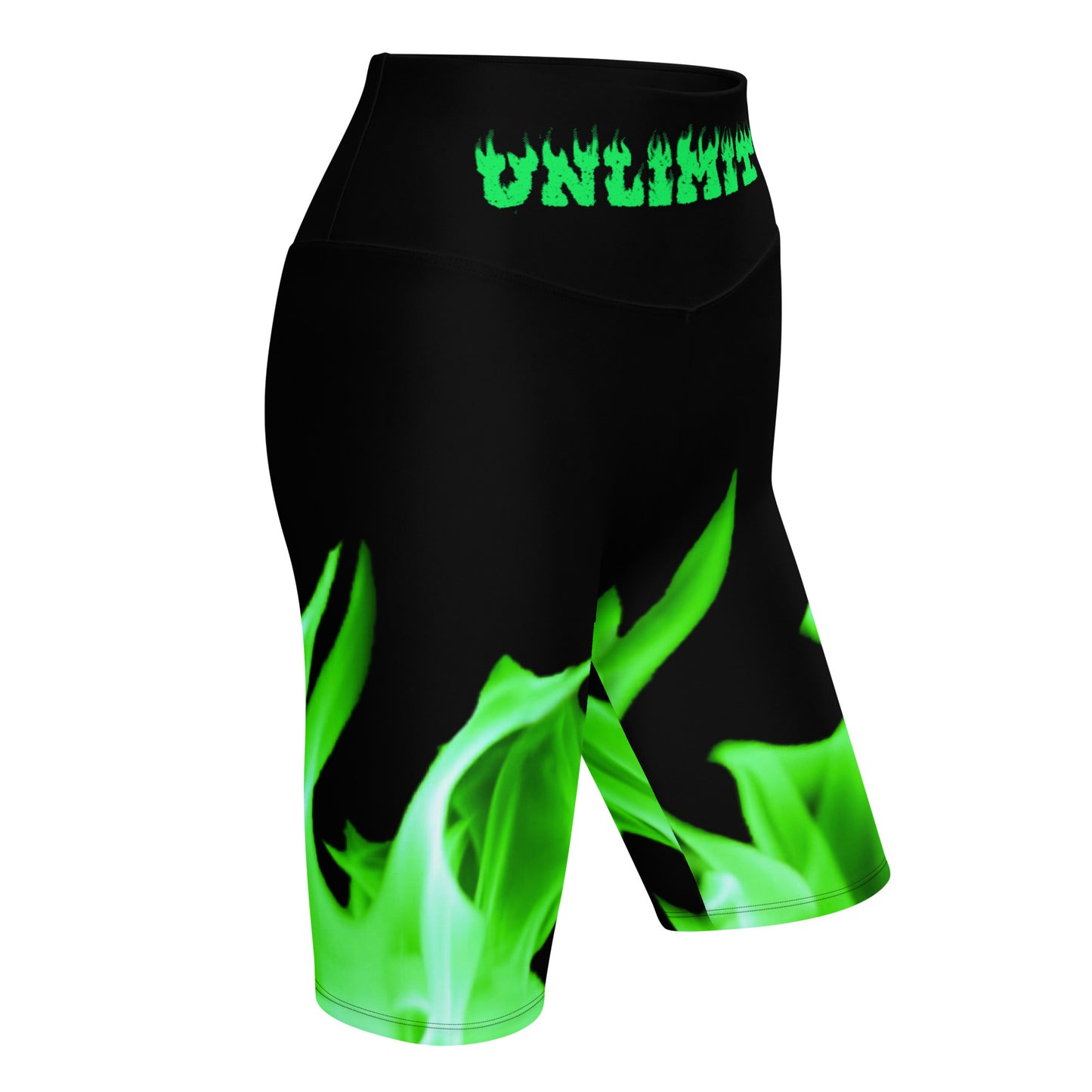 UNLIMITED green flame it’s lit Biker Shorts